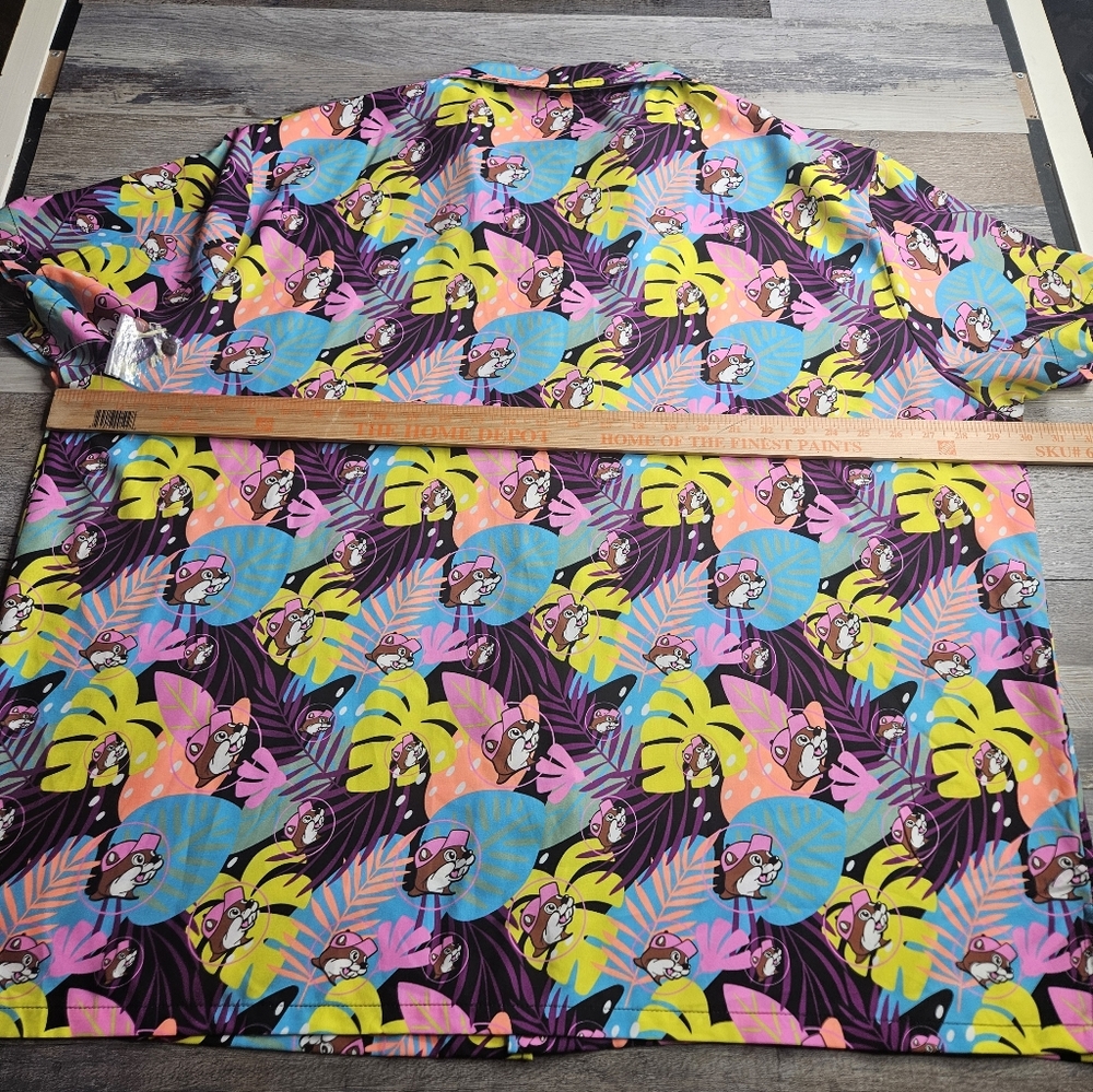 Buc-ee's Neon Tropical Camper Print Hawaiian Button Front Shirt Men's 4X NWOT - Picture 6 of 8